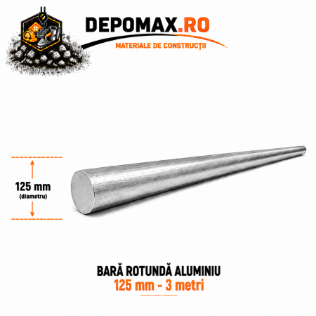 Bara rotunda aluminiu 125 mm, 3 metri, EN AW-6082